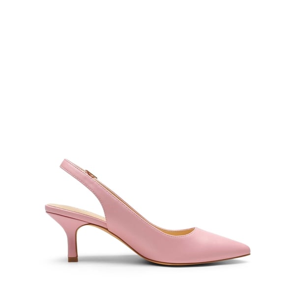Slingback Pointed Toe Kitten Heel Pumps - PINK PU - 3